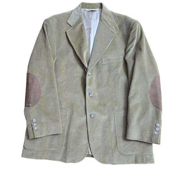 Stafford Mens Vintage Preppy Heritage Elbow Patches Corduroy Blazer 42R Tan - Picture 1 of 11
